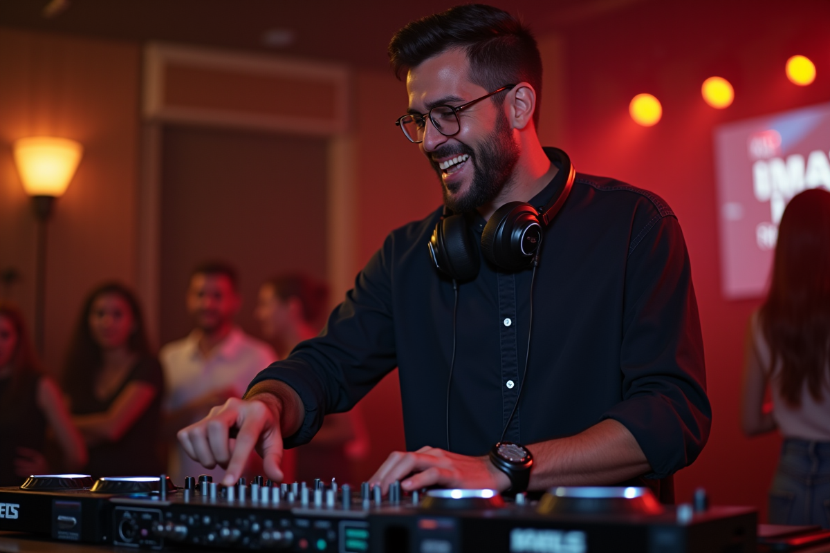 DJ masculin en pleine animation lors d'une soirée festive