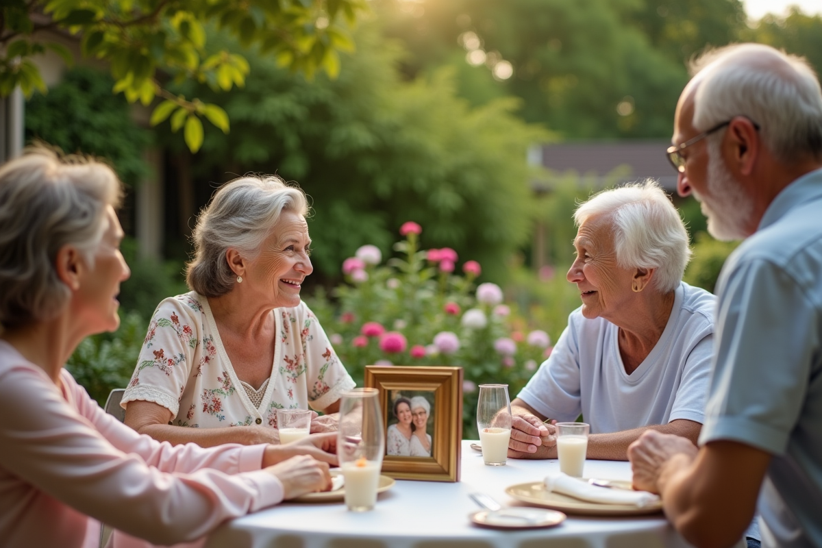 Famille réunie autour d