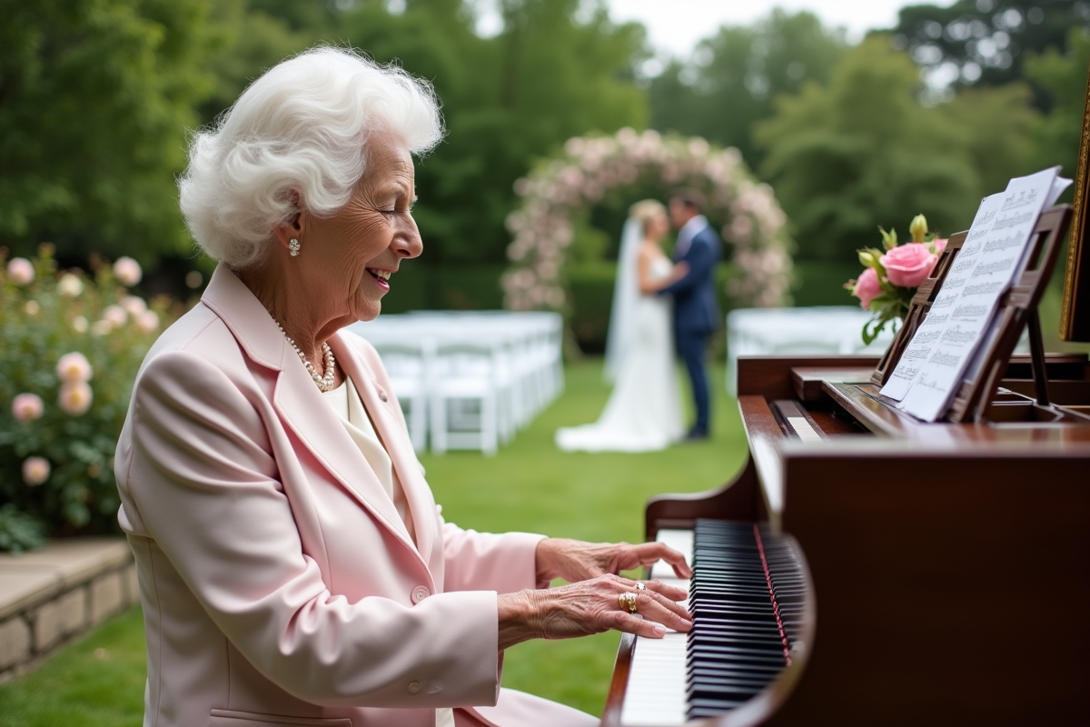 Femme âgée jouant du piano lors d