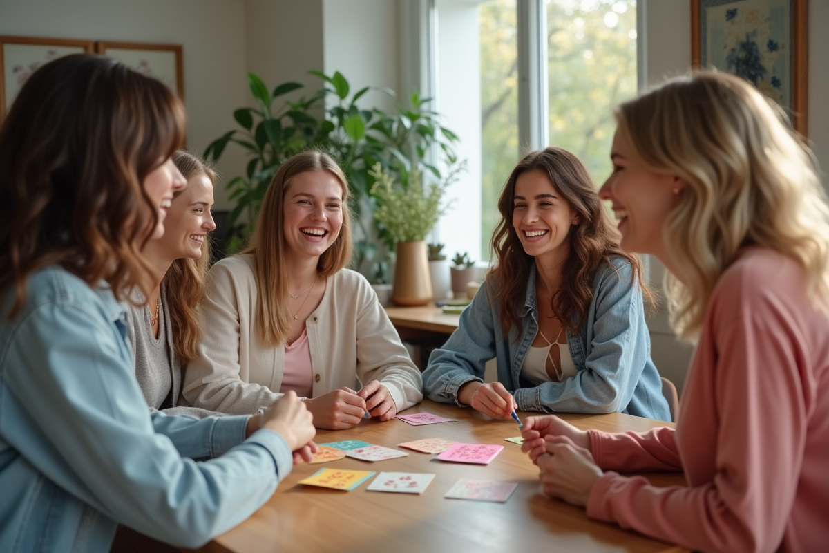 Groupe de femmes riant lors d'une fête printaniere