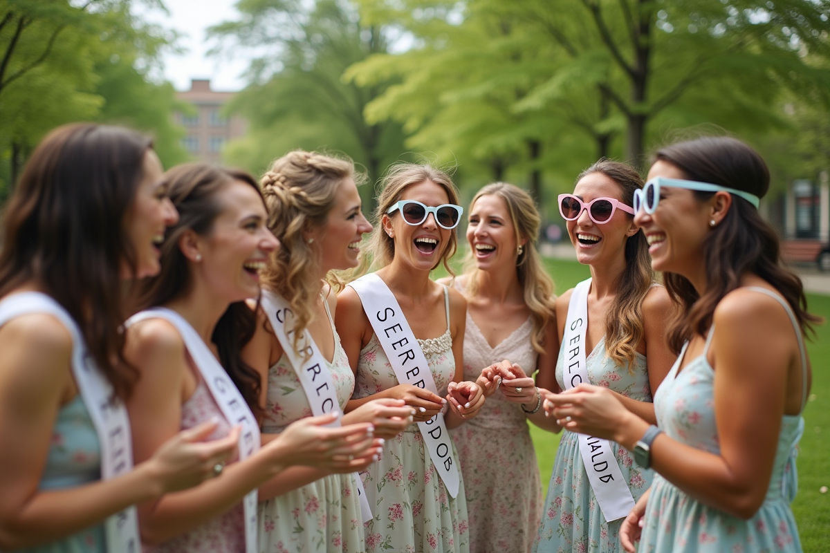 Fille future mariée et amies lors d