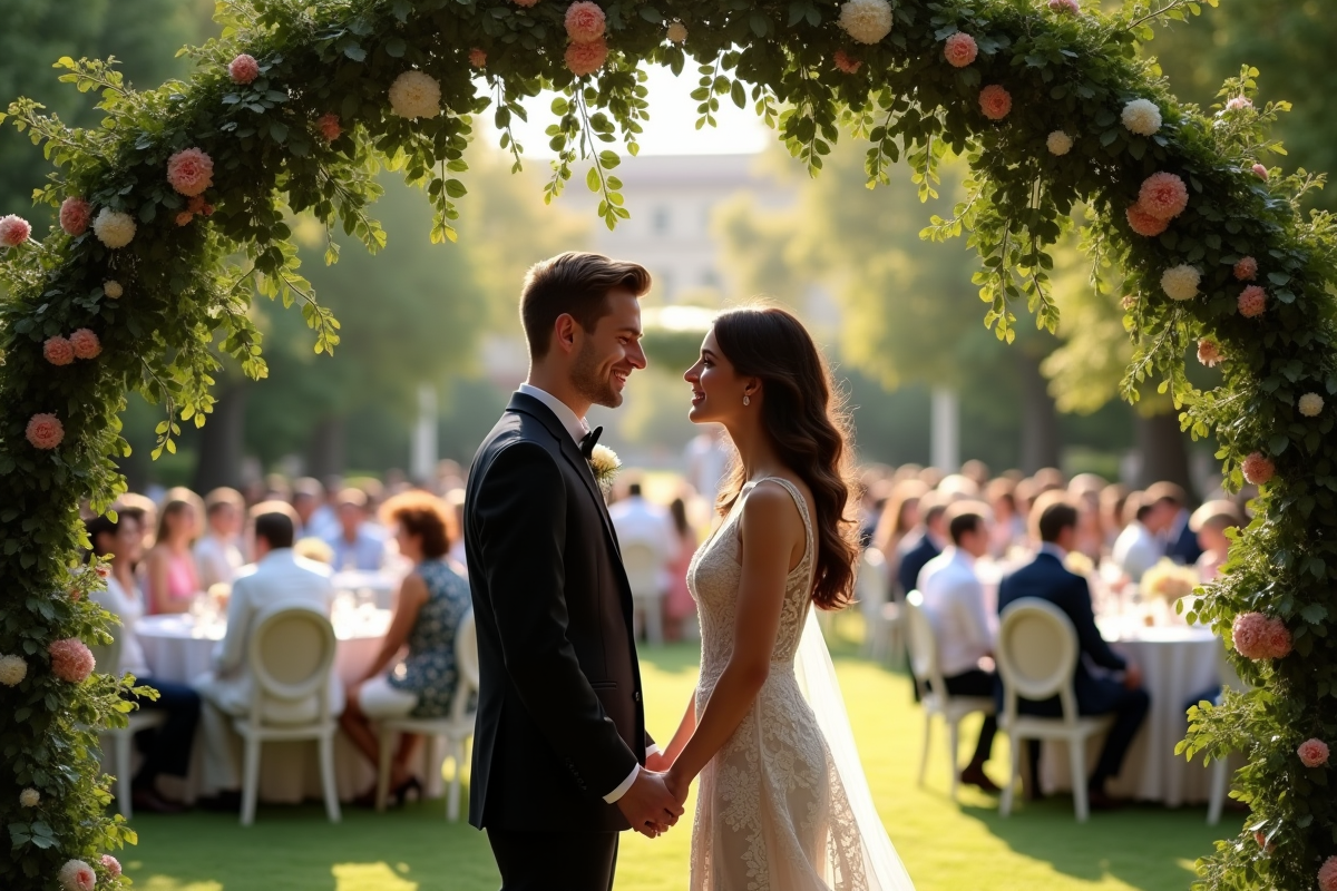 Jeune couple souriant lors d