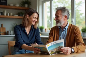 Femme et homme partageant un moment en cuisine