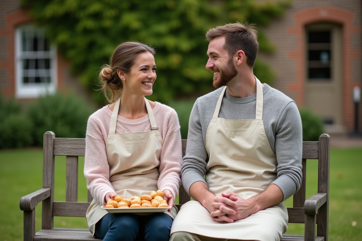 Participants discutant dans un jardin lors d